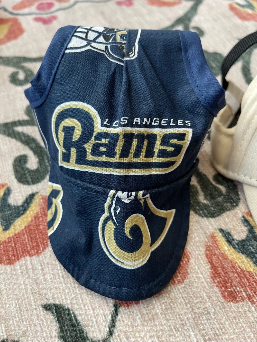 Los Angeles Rams Navy Pet Cap + Cream Adjustable Dog Hat Duo